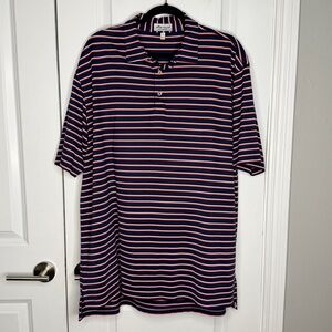 Peter Millar Navy with Red & White Stripe Summer Comfort  Polo Shirt Size XL